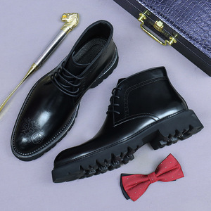 Botas Martin de Hombre con Cordones, Estilo Británico, Punta Redonda, Suela Gruesa, de Cuero Genuino, a Media Pantorrilla, Modernas y Versátiles para Otoño-Invierno - Product Image 2