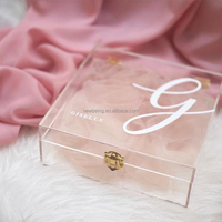 Personnalisé petite boîte personnalisée acrylique 6 côté Lucite acrylique boîte-cadeau avec couvercle