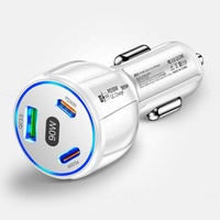 Charger Mobil Anti Api Bersertifikasi CE, Pengisian Cepat 90W PD 3.0 QC 3.0 2 USB-C, Produk Terlaris