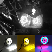 Phare de moto LED Angel Devil Eyes, projecteur de phare, lentille de projecteur, faisceau haut-bas, stroboscope, projecteur DRL, double halo, feu antibrouillard