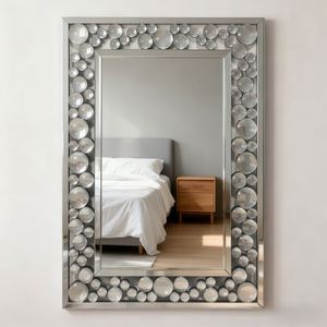 Espejo de Pared Decorativo Artístico de Lujo para Interiores de Hogar, Estilo Nórdico, Rectangular, Plateado, Glamuroso, con Incrustaciones de Cristal, Espejo de Diamantes - Product Image 2