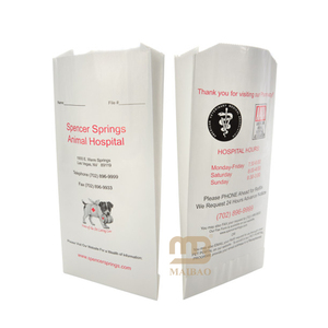 Sacs en papier kraft artisanal blanc à impression personnalisée pour les médicaments pour animaux de compagnie en hôpital vétérinaire emballage de produits de santé en <span class=keywords><strong>pharmacie</strong></span> vétérinaire - Product Image 2