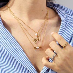 ชุดเครื่องประดับวันแม่ยี่ห้อ Yueli สร้อยคอพร้อมจี้ตัวอักษรและแหวนรูปหัวใจ ทำจากสแตนเลส เป็นของขวัญสำหรับคุณแม่ - Product Image 3