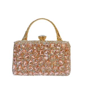 Pochette da sera da donna di lusso di alta qualità con strass in <span class=keywords><strong>argento</strong></span> oro con motivo a fiocco con motivo in pietra di cristallo - Product Image 5