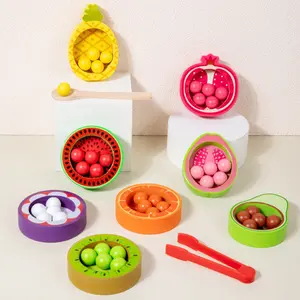 Wooden Children's Fruit Counting Color Sorting Cup Bead Game Enlightenment Baby Puzzle Early Education Toy