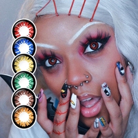 Lentilles de contact colorées Twilight Yellow Wolf Eyes, lentilles de contact Glamor Red pour Halloween, lentilles de contact Demon Red pour cosplay
