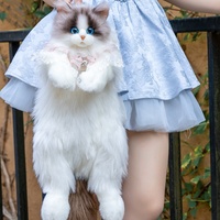 Sac à dos chat Ragdoll bicolore, sac à bandoulière double imitation, peluche en forme de chat, cadeau d'anniversaire