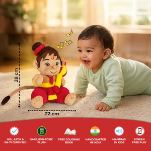 Figura de Peluche Suave de Hanuman de 28 cm, para Cantar Mantras, Juguete Religioso Espiritual con Sonido para Niños - Product Image 5