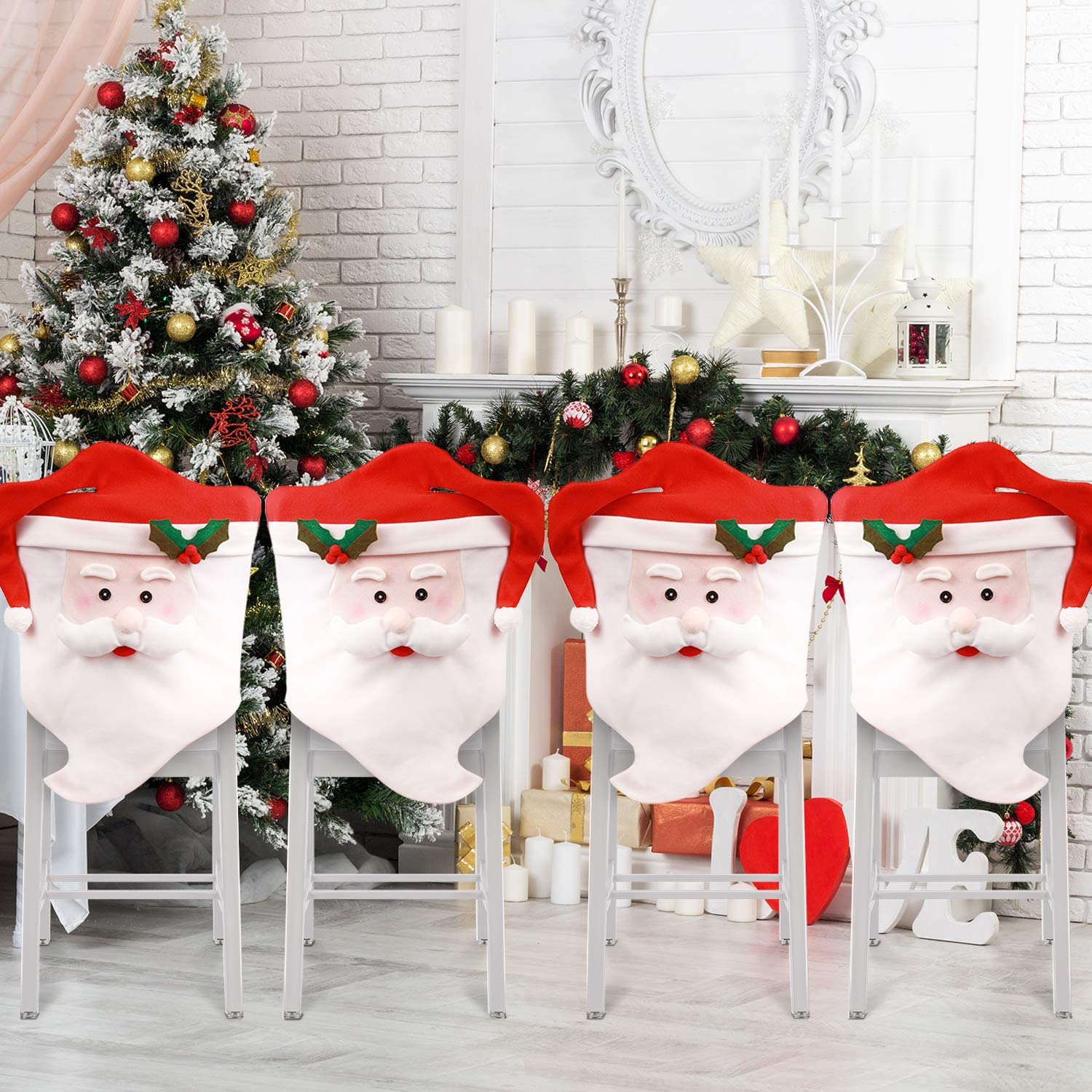 Чехол на заднюю крышку стула Amazon с изображением снеговика, Рождественское украшение для дома, чехол для мебели с Санта-Клаусом, чехол на сиденье