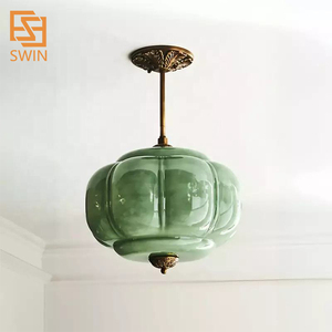 Pumpkin Glass Molding Shape Hanging Lighting Home Cafe Living Room E26 E27 Chandelier Light - Product Image 1