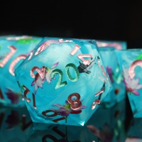 MINI PLANET Lotus Secret Realm Dice Set, jeu de dés polyédriques en résine faits à la main avec des bords tranchants pour les jeux de rôle sur plateau (TRPG) Dungeons & Dragons