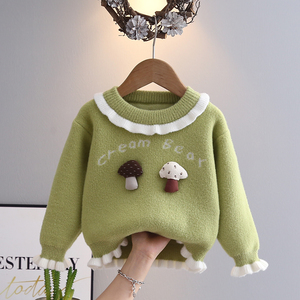 All'ingrosso bianco marrone fragola guarnire morbido tocco liscio per bambini maglioni da ragazza maglione - Product Image 3