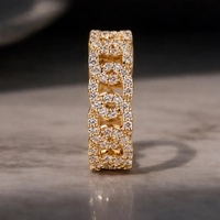 Bague en argent sterling 925 avec moissanite VVS taille brillant ronde, style Cuban Link pavé, pour femme, bijoux hip-hop, alliance de mariage