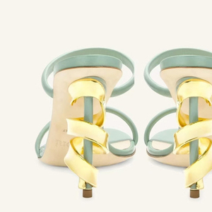 <span class=keywords><strong>Grande</strong></span> <span class=keywords><strong>taille</strong></span> 45 femmes irrégulière métal doré talons hauts <span class=keywords><strong>Mules</strong></span> bout ouvert sans lacet sandales été Double bretelles pompes chaussures - Product Image 6