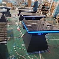 Table basse en verre trempé métallique illuminée, personnalisée en usine, pour KTV, boîtes de nuit, bars, salons - Mobilier de bar commercial de luxe