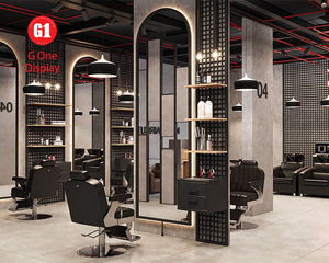 Support de barbier moderne personnalisé pour l'ameublement intérieur de salons de coiffure de luxe |   Vitrine de présentation pour salon de coiffure masculin - Product Image 2