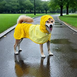 Imperméable pour chien avec capuche, veste de pluie à couverture étendue pour chiens, avec sangles pour les pattes, réfléchissant, trou pour laisse - Product Image 4