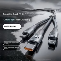 Kabel Pengisi Daya Ponsel Tiga-dalam-Satu 120w Super Cepat, Kabel Data Android Tipe-C