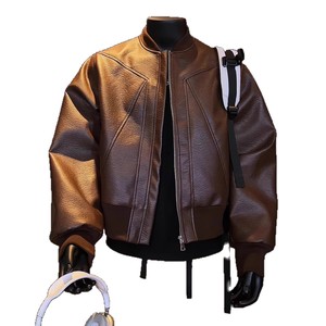 <span class=keywords><strong>Blouson</strong></span> Bomber <span class=keywords><strong>Homme</strong></span> en Similicuir, Col Montant Zippé, Style Moto <span class=keywords><strong>Biker</strong></span>, Veste Décontractée Automne, <span class=keywords><strong>Blouson</strong></span> Aviateur Baseball - Product Image 5
