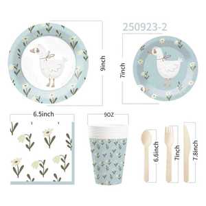Juego de Vajilla Desechable DAMAI Blue Goose, Platos, Servilletas y Vasos de Papel Azules para Fiestas Infantiles - Product Image 4