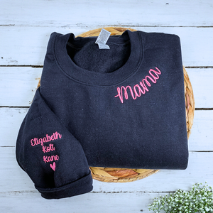 Sudadera con <span class=keywords><strong>capucha</strong></span> bordada personalizada "I Wear My Heart My Sleeve", patrón 3D, insignia frontal tejida para invierno y otoño, regalo perfecto para mamá - Product Image 3