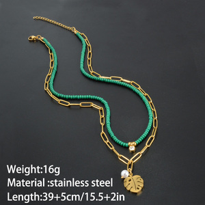 Collar de Gargantilla de moda para amantes de la fiesta de boda chapado en oro de 18 quilates de acero inoxidable multicapa personalizado con colgante en capas - Product Image 6