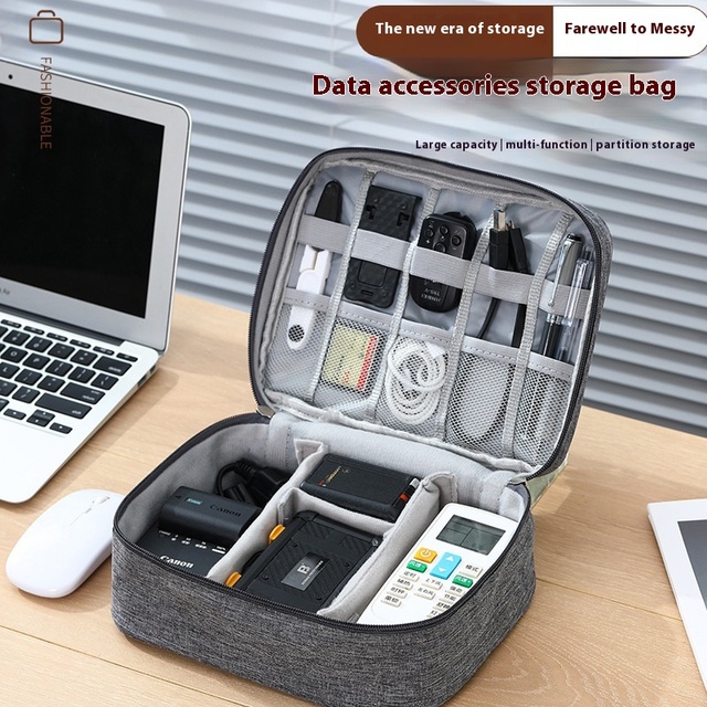 Large Capacity Cationic Data Cable Storage Bag Waterproof Portable External Hard Drive and Earphone Travel Case for Tools