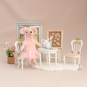 Coppia di Topolini di Peluche Fatti a Mano con Maglione Lavorato a Maglia e Tutu Bianco <span class=keywords><strong>Rosa</strong></span>, <span class=keywords><strong>Ballerina</strong></span> 13cm, Ornamento da Tavolo, Decorazione per la Casa, Regalo - Product Image 3