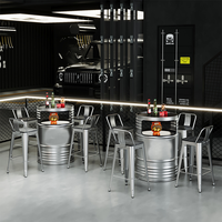 Ensemble de table et chaises de bar industrielles en acier, hauteur comptoir, pour pub, café, salon, restaurant, boîte de nuit