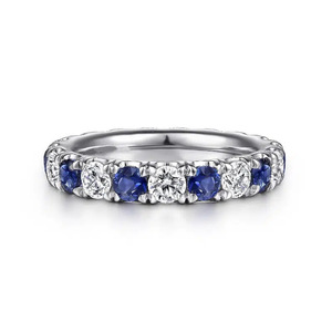 Anello Eternity da Donna Q508 in Argento 925 con Zaffiro Taglio Brillante e Montatura a Griffe, Gioiello Raffinato per Fidanzamento - Product Image 6