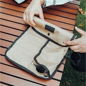 Bolsa de Almacenamiento de Cubiertos Portátil de Acero Inoxidable, Color Caqui, Organizador de Utensilios de Viaje, Ecológico, Juego de Vajilla para Acampar al Aire Libre - Product Image 2