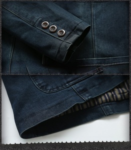Cappotto in denim da uomo 2026 con maniche lunghe, bottoni, risvolto e colletto a revers, casual, slim fit, con tasche, nuove tendenze, tinta unita per la primavera - Product Image 5