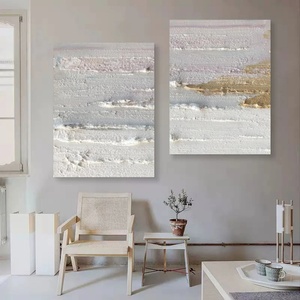 Décoration murale pour la maison, grande toile d'art murale, décoration d'intérieur, peinture minimaliste blanche de luxe, peinture faite à la main - Product Image 3