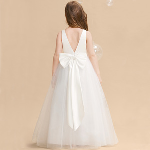 Summer Girls <strong>Wedding</strong> Party Gown Backless Elegant <strong>Teenage</strong> Pageant Prom <strong>Dress</strong> Children's Satin Crocheted Princess Formal - Product Image 2