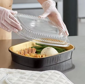 Giá tốt nhất nhà máy thực phẩm hộp dùng một lần khay nướng cốc vàng đen sinh thái thân thiện Takeaway nhôm lá bao bì thực phẩm <span class=keywords><strong>container</strong></span> - Product Image 4
