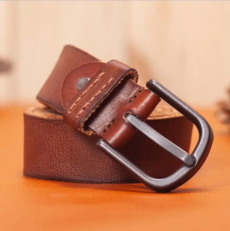 Hot Sale Men's Fashion 100% Cow Genuine Leather Belts for Men High Quality Belt Pin Buckle Waist Strap Male Original Design