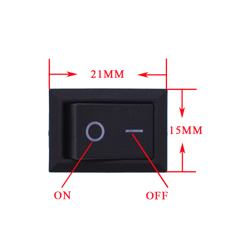 YZ Rocker Switch KCD1-101 15MM*21MM ON-OFF 2PIN Color With White/Black/Red Rocker Switches