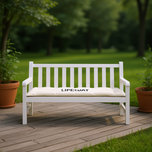 Cojín Rectangular para Banco de Exterior, Color Blanco Crema, Tela Oxford, Extraíble, Lavable, 100% Fibra de Poliéster, Sólido - Product Image 2