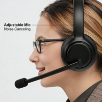 Casque sans fil à réduction de bruit ENC, casque Bluetooth supra-auriculaire avec micro, batterie longue durée, pour centre d'appels, conférence, bureau
