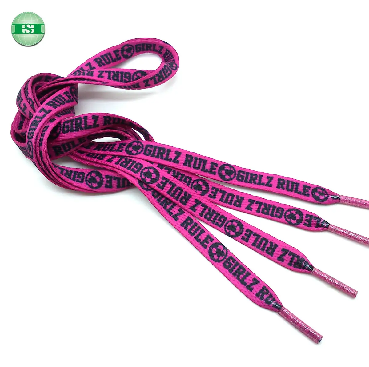 Customized brand name lettering sublimation print flat shoelaces