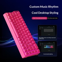 Keyboard Mekanik Nirkabel USB Gaming Tiga Mode yang Dapat Diprogram, 68 Tombol Mini dengan Ukiran Samping, RGB, Penyangga Pergelangan Tangan, Anti-Ghosting