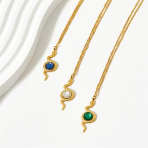 Joyería HipHop, Colgante de Serpiente con Circonita Verde, Chapado en Oro, Pulsera de Acero Inoxidable con Cristales, Regalo de Boda, para Fiestas - Product Image 3
