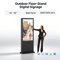 Affichage numérique tactile extérieur 4K sur pied, personnalisable, 32-65 pouces, IP65, haute luminosité, pour la vente au détail et les centres commerciaux