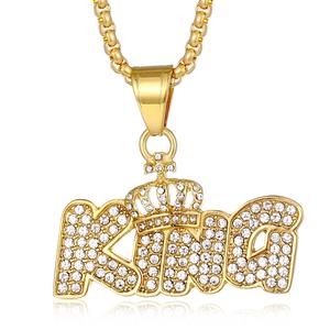 Collares con Colgante de Joyería Fina de Moda, Corona de Rey de Acero Inoxidable PVD con Moissanita estilo Hip Hop Iced Out, Chapado en Oro de 18K para Mujeres y Hombres - Product Image 2