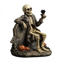 Figurine de squelette personnalisée pour Halloween, statue en résine, rose noire, scène de cimetière, décoration gothique effrayante pour la maison, cadeau