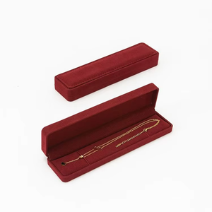 Boîte à bijoux rectangulaire de luxe en velours, couleur et taille personnalisées, avec logo sur mesure, anti-emmêlement, pour colliers et bracelets, présentoir de rangement - Product Image 2
