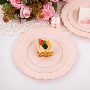 Ensemble de 10,25 assiettes de service roses en plastique PS, écologiques, sûres, durables, modernes, jetables, à motif uni, pour hôtels et restaurants - Product Image 5