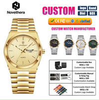 POEDAGAR 821 Montre-bracelet à quartz pour homme en acier inoxydable 40 mm Cadran bleu quadrillé Verre Hardlex Double calendrier Étanche 3 ATM Décontractée