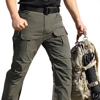 Pantalons de travail tactiques multi-poches tendance pour hommes, style été, résistants à l'eau, légers, pour la randonnée et le camping, en tissu ripstop