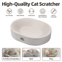 Rascador para Gatos Ovalado Grande, de Cartón Corrugado Resistente al Desgaste, Juguete Integrado, Árbol para Gatos, Tabla de Rascar Cómoda